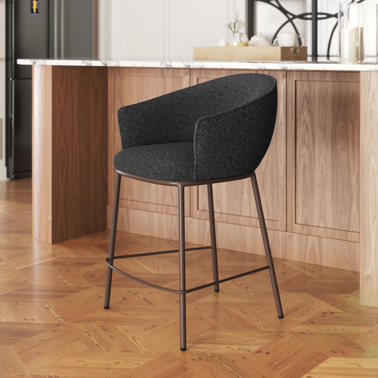 Zuo Essen Counter Stool Black & Bronze BAR STOOLS + COUNTER STOOLS