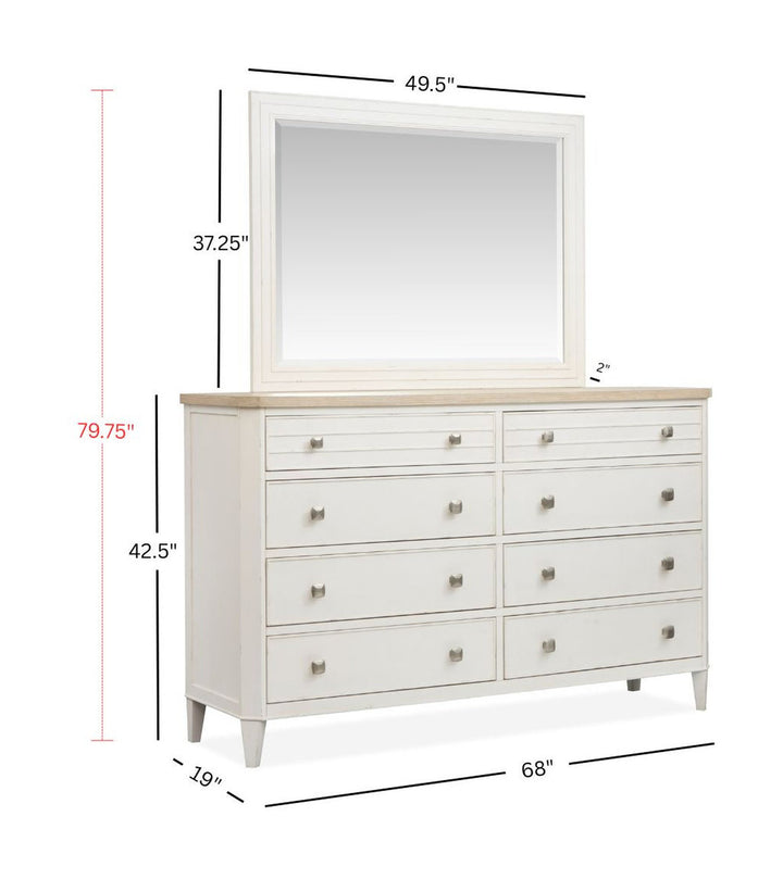 Echo Isles Sea Pearl And Driftwood Double Drawer Dresser With Landscape Mirror - B6310-2240