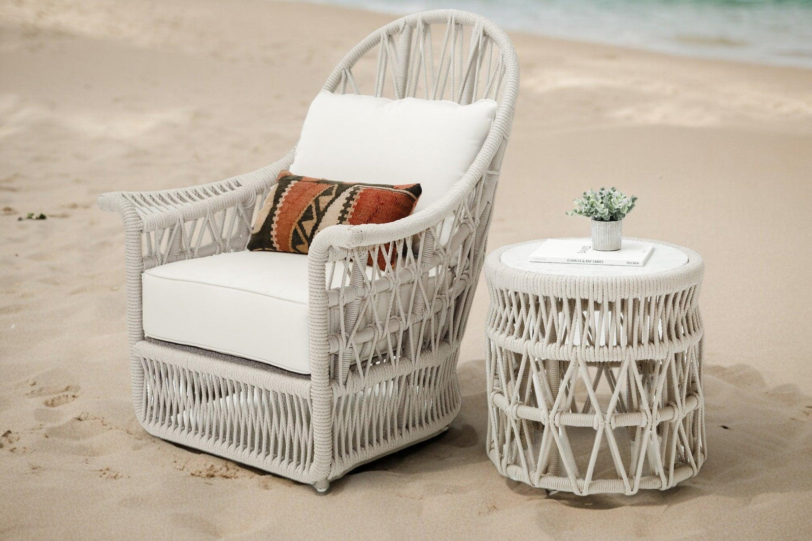 American Home Furniture | Sunset West - Dana End Table with Honed Carrara Marble Top
