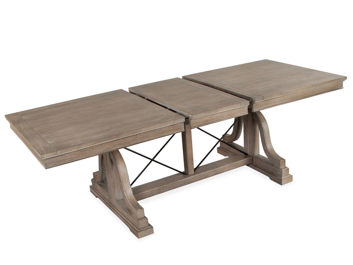 Paxton Place Dovetail Grey Extendable Trestle Dining Table - D4805-25