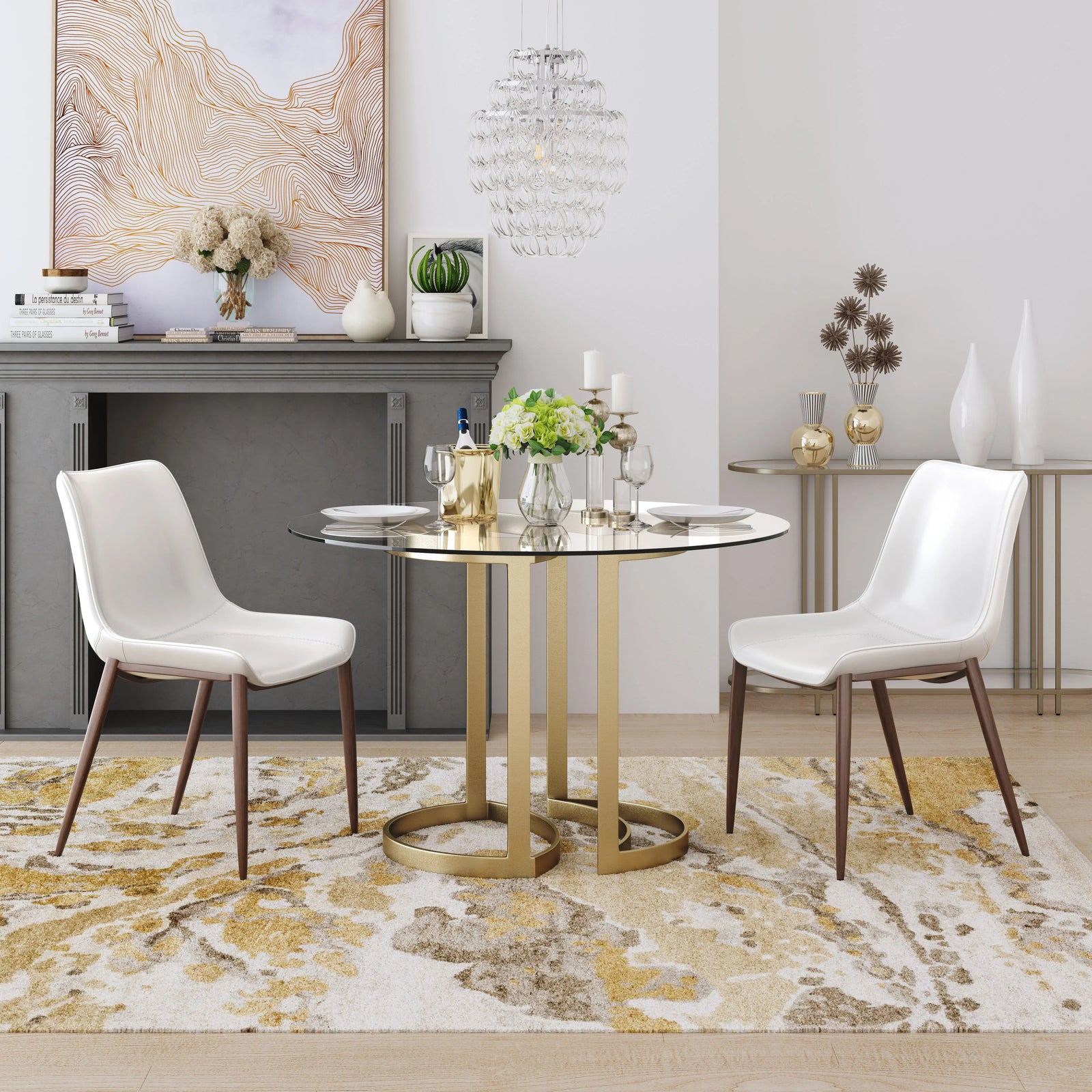 Zuo Magnus Dining Chair (Set of 2) White & Walnut DINING CHAIRS