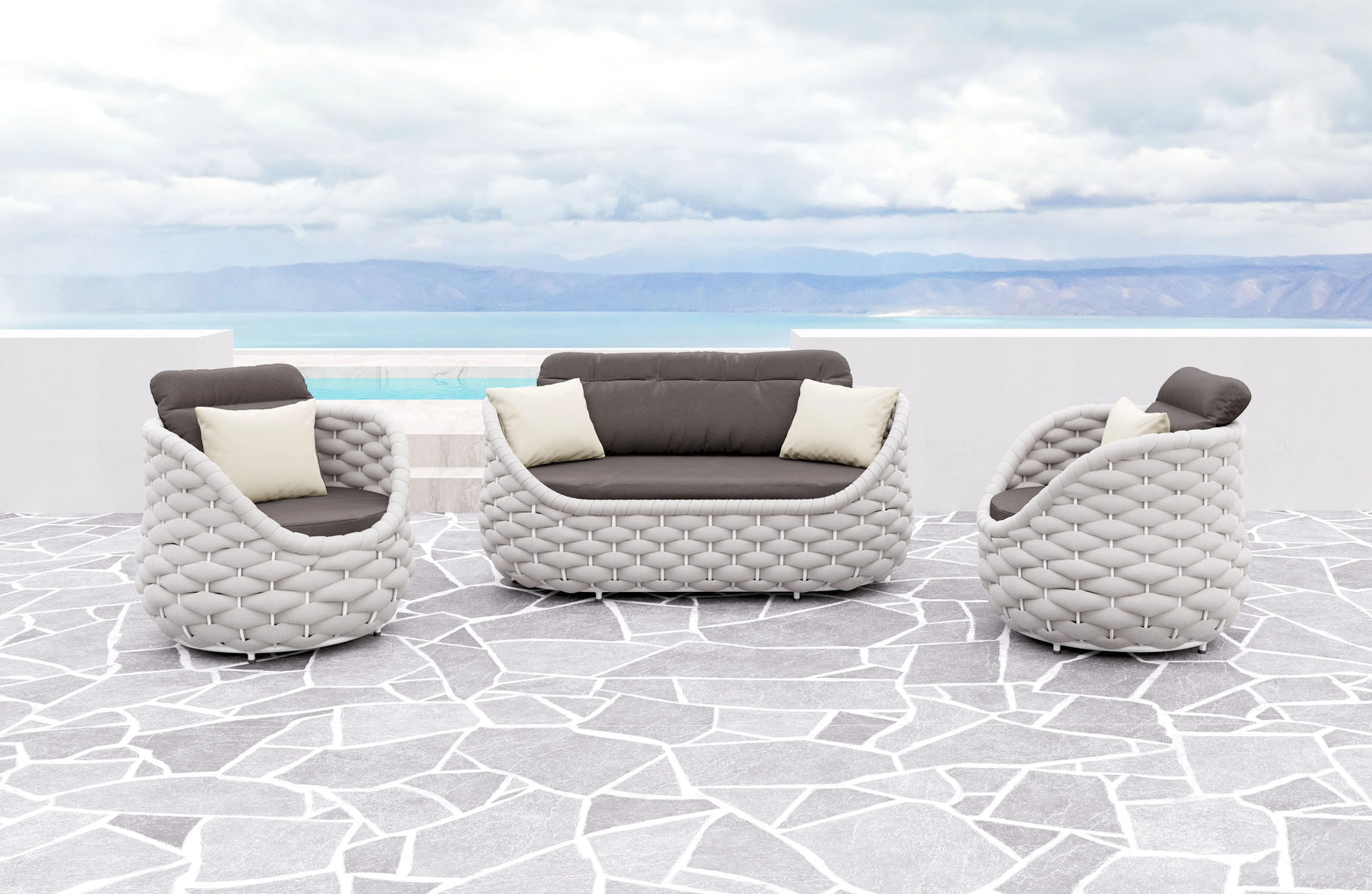 Zuo Coral Reef Loveseat Gray OUTDOOR SOFAS + SECTIONALS