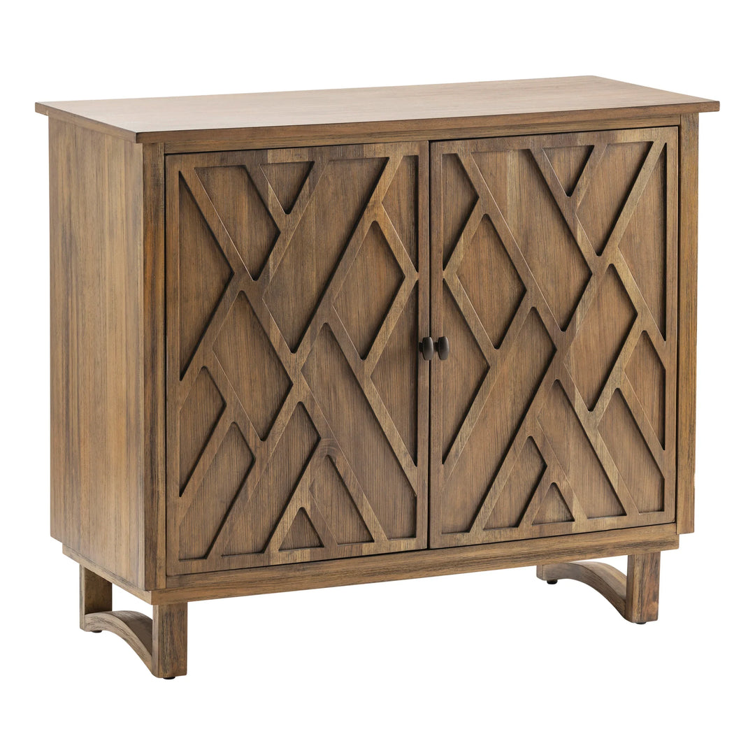 Two-Door Wood Cabinet With Carved Overlay - AmericanHomeFurniture