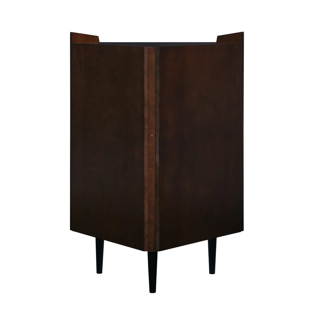 Larson Corner Bar Cabinet - Dark Tobacco - AmericanHomeFurniture