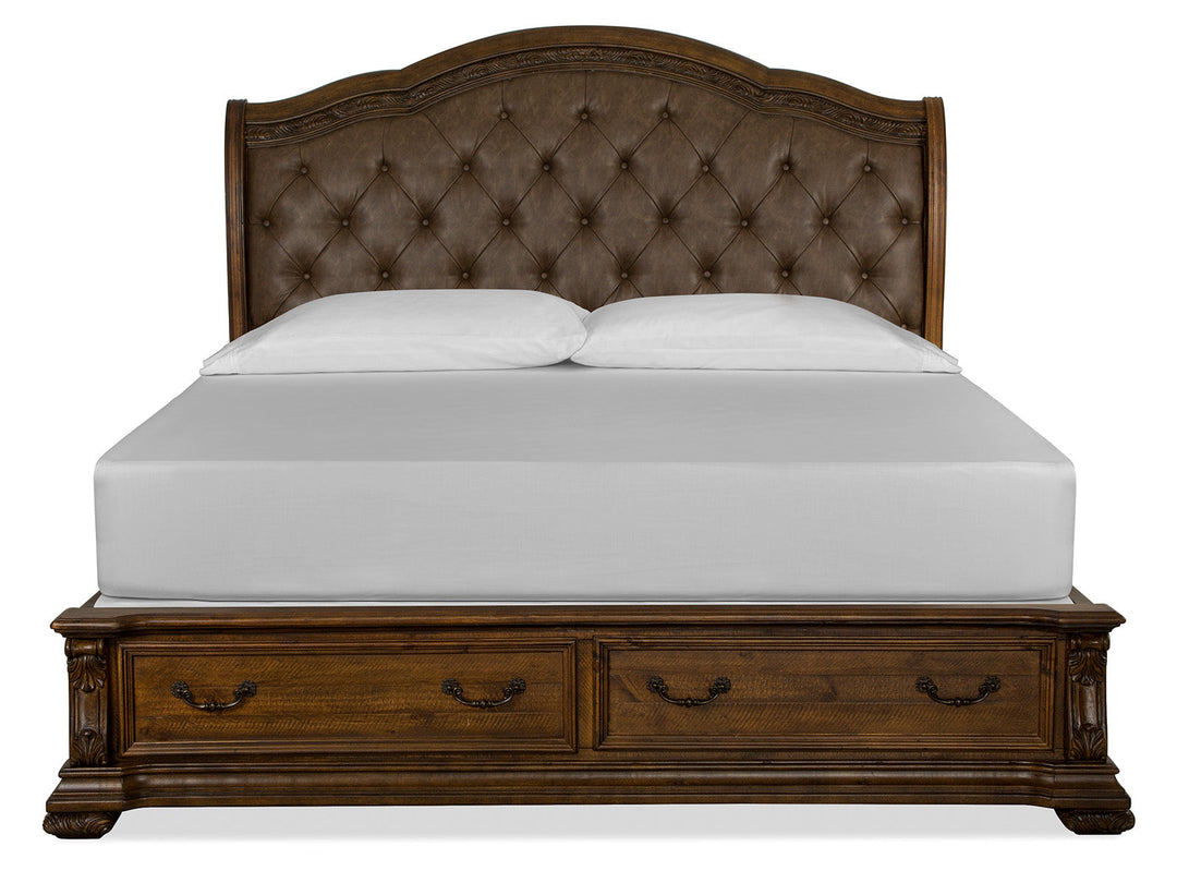 Durango Willadeene Brown Upholstered Sleigh Storage Bed