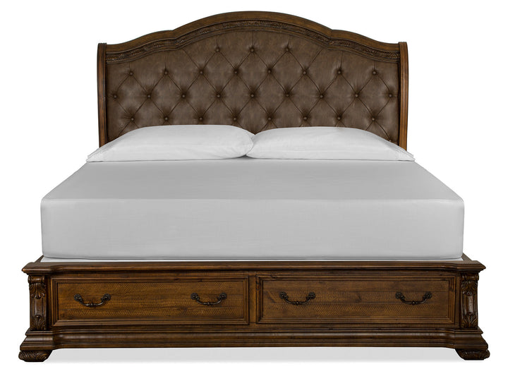 Durango Willadeene Brown Upholstered Sleigh Storage Bed