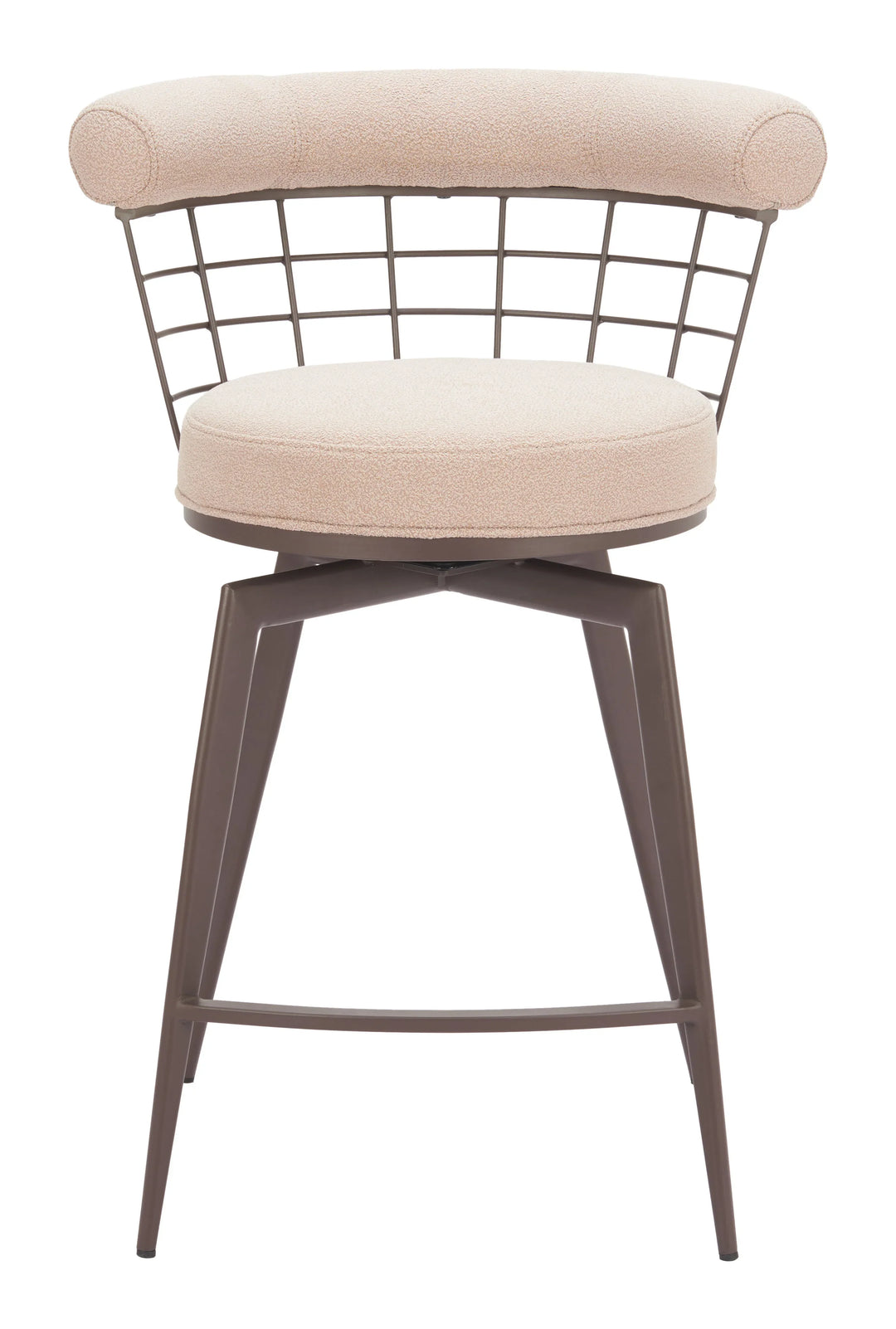 Saku Swivel Counter Stool Beige & Brown - AmericanHomeFurniture