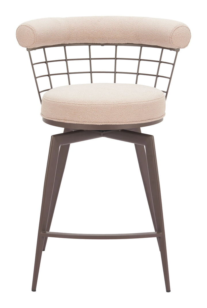 Saku Swivel Counter Stool Beige & Brown - AmericanHomeFurniture