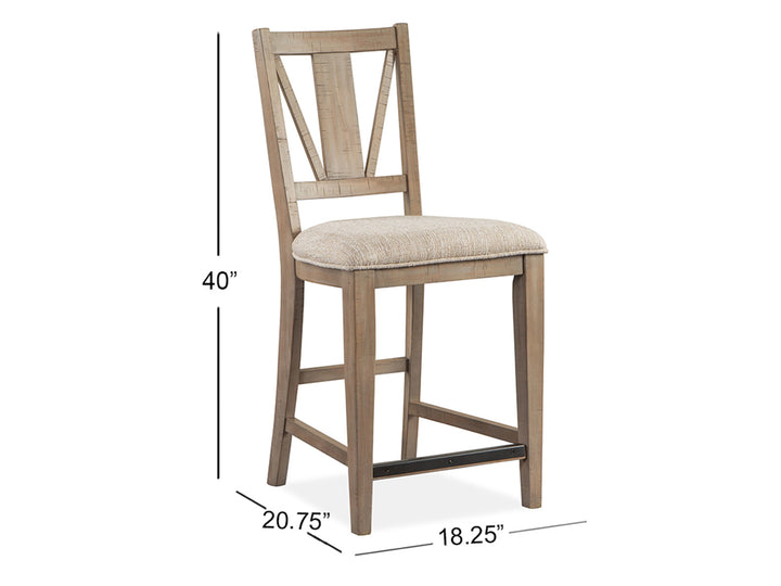 Paxton Place Dovetail Grey Upholstered Counter Chair - Set of 2 - D4805-82