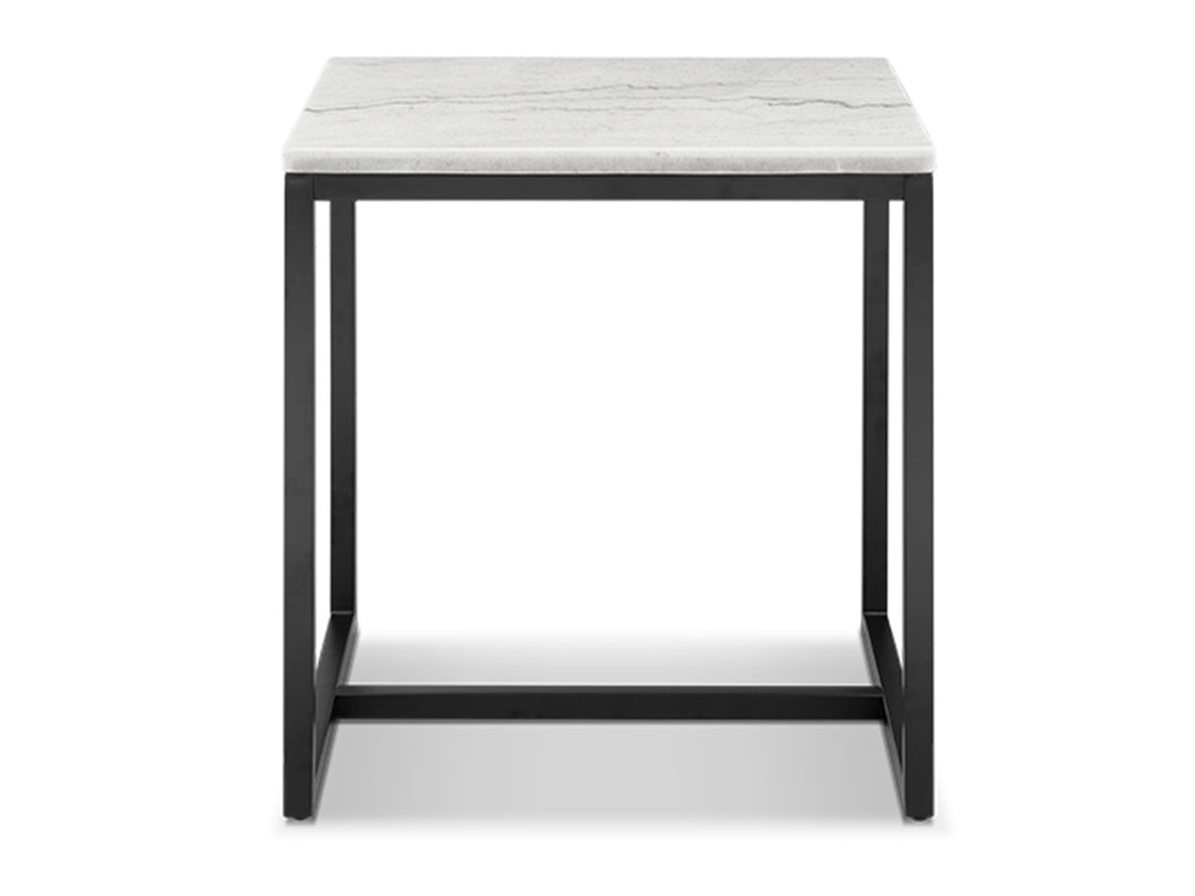 Torin White Marble And Matte Black Rectangular End Table - T5759-03
