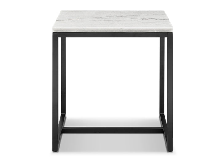 Torin White Marble And Matte Black Rectangular End Table - T5759-03
