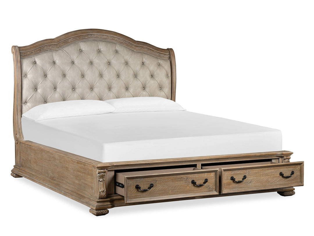 Marisol Fawn King Upholstered Sleigh Storage Bed - B5132-62A