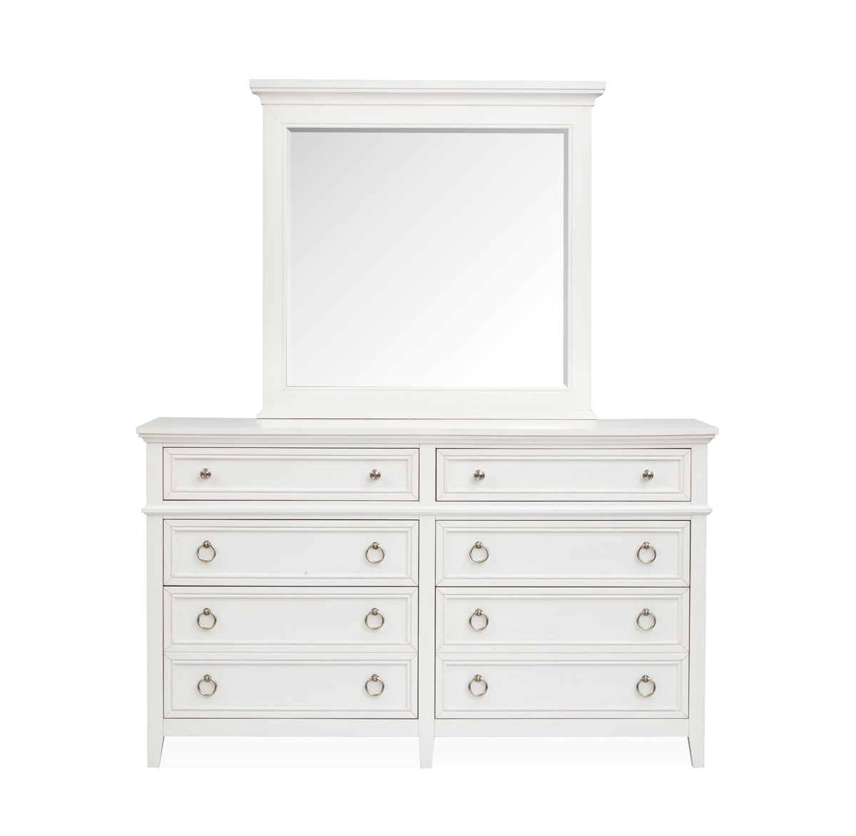 Juniper Hill Whisper White Double Drawer Dresser With Landscape Mirror - B6478-2240