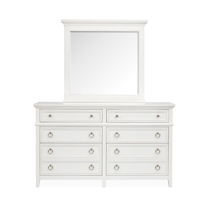 Juniper Hill Whisper White Double Drawer Dresser With Landscape Mirror - B6478-2240