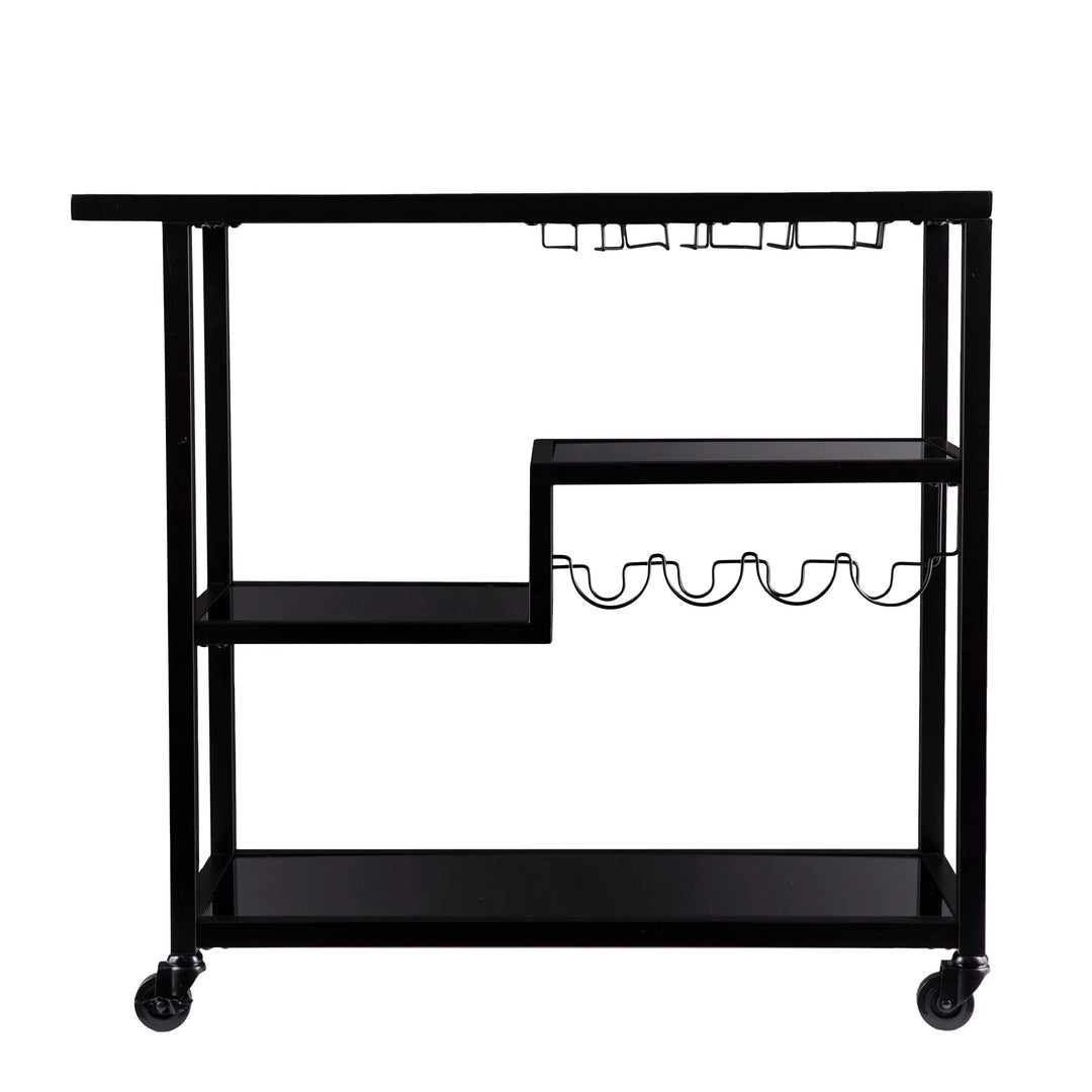 Holly & Martin Zephs Bar Cart – Black w/ Smoked Mirror - AmericanHomeFurniture