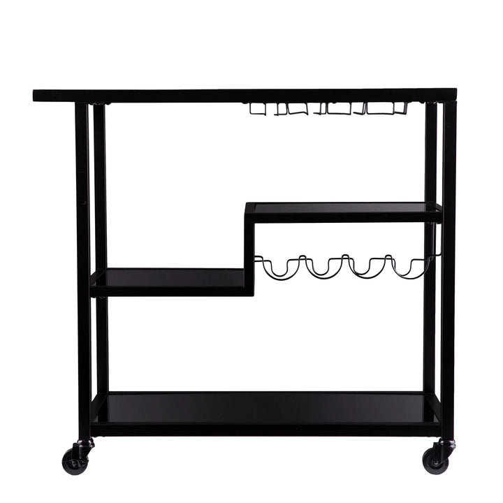 Holly & Martin Zephs Bar Cart – Black w/ Smoked Mirror - AmericanHomeFurniture