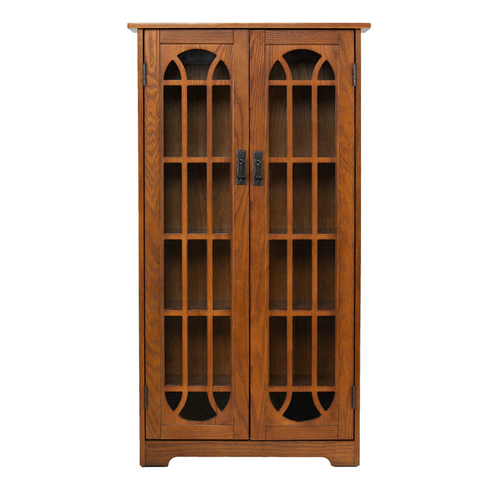 Window Pane Media Cabinet - Oak - AmericanHomeFurniture