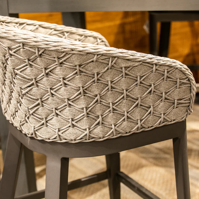Marbella Barstool in Dupione Celeste, No Welt