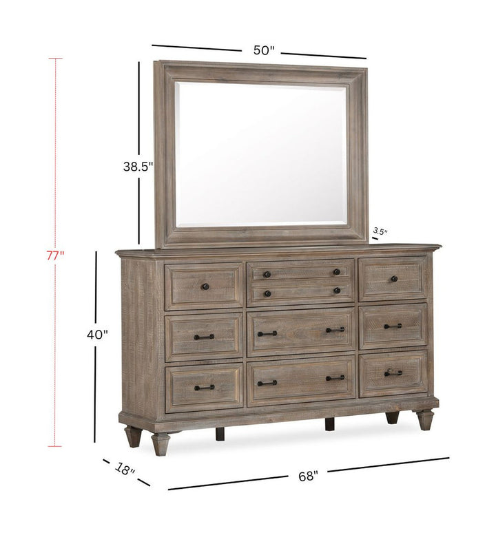 Lancaster Dovetail Grey Drawer Dresser With Landscape Mirror - B4352-2040