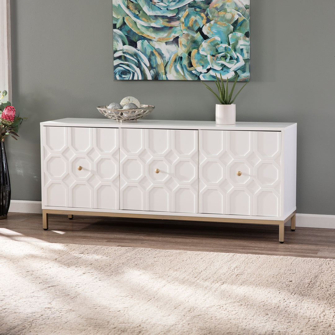 American Home Furniture | SEI Furniture - Gramdlynn Antique White Three-Door Accent Cabinet
