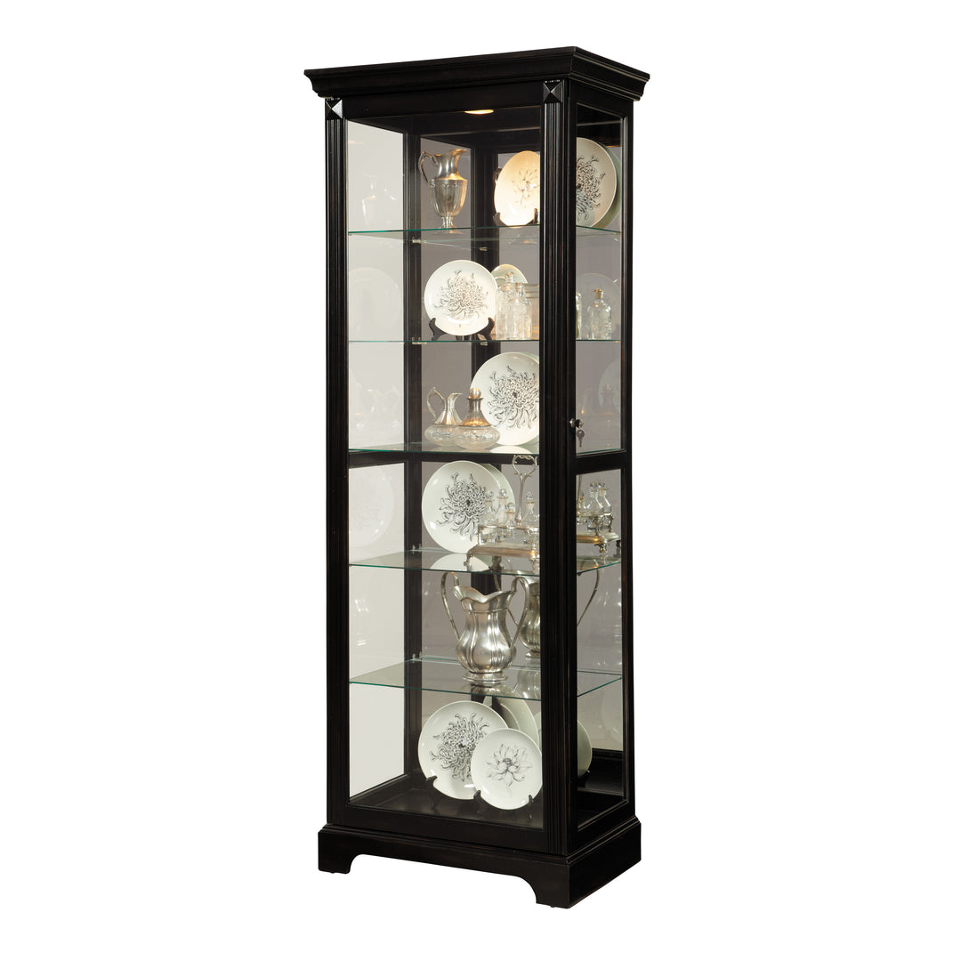Curios Deep Cherry Brown Locking Slide Door 5 Shelf Curio Cabinet - 21459