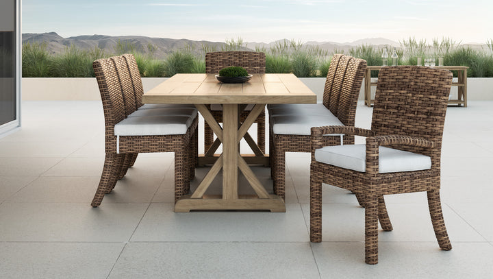 American Home Furniture | Sunset West - Coastal Teak 94" Trestle Dining Table