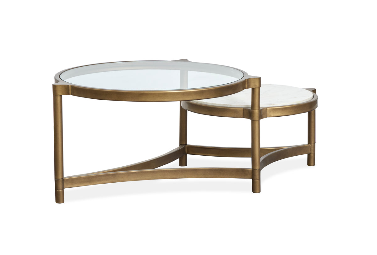 Cassidy Aged Brass And Volakas Classic Shaped Cocktail Table - T6357-62
