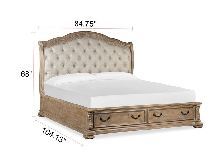 Marisol Fawn California King Upholstered Sleigh Storage Bed - B5132-72A