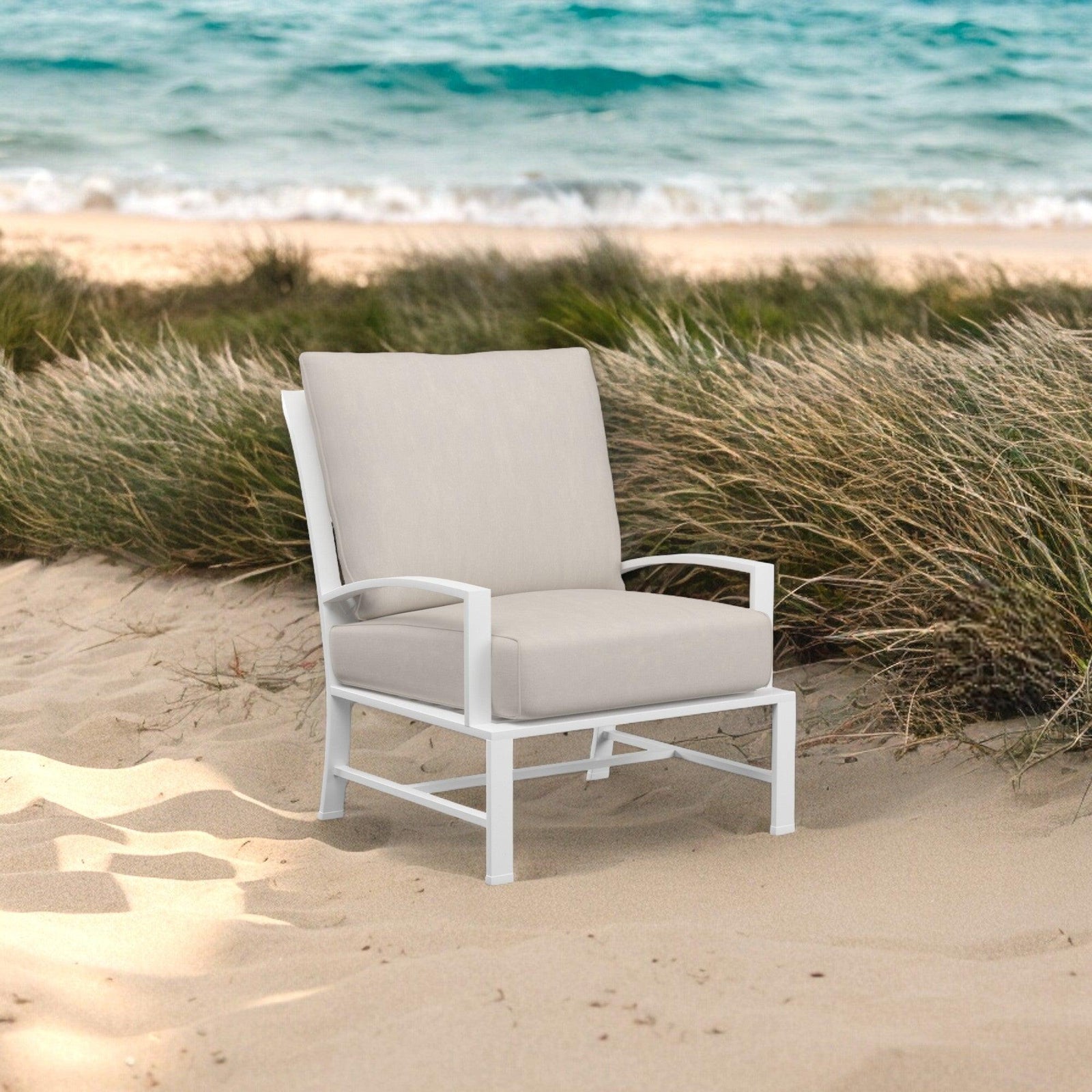 American Home Furniture | Sunset West - Bristol Club Chair Canvas Flax in Canvas Flax w/ Self Welt