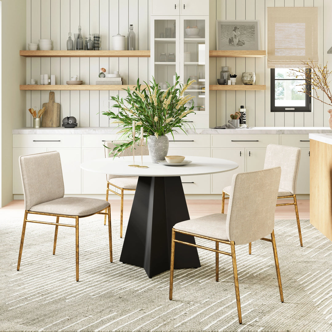 Nordvest Dining Chair Beige & Gold - AmericanHomeFurniture