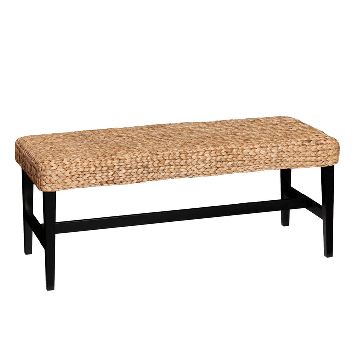 Standerson Entryway Bench w/ Woven Seat - Black - AmericanHomeFurniture
