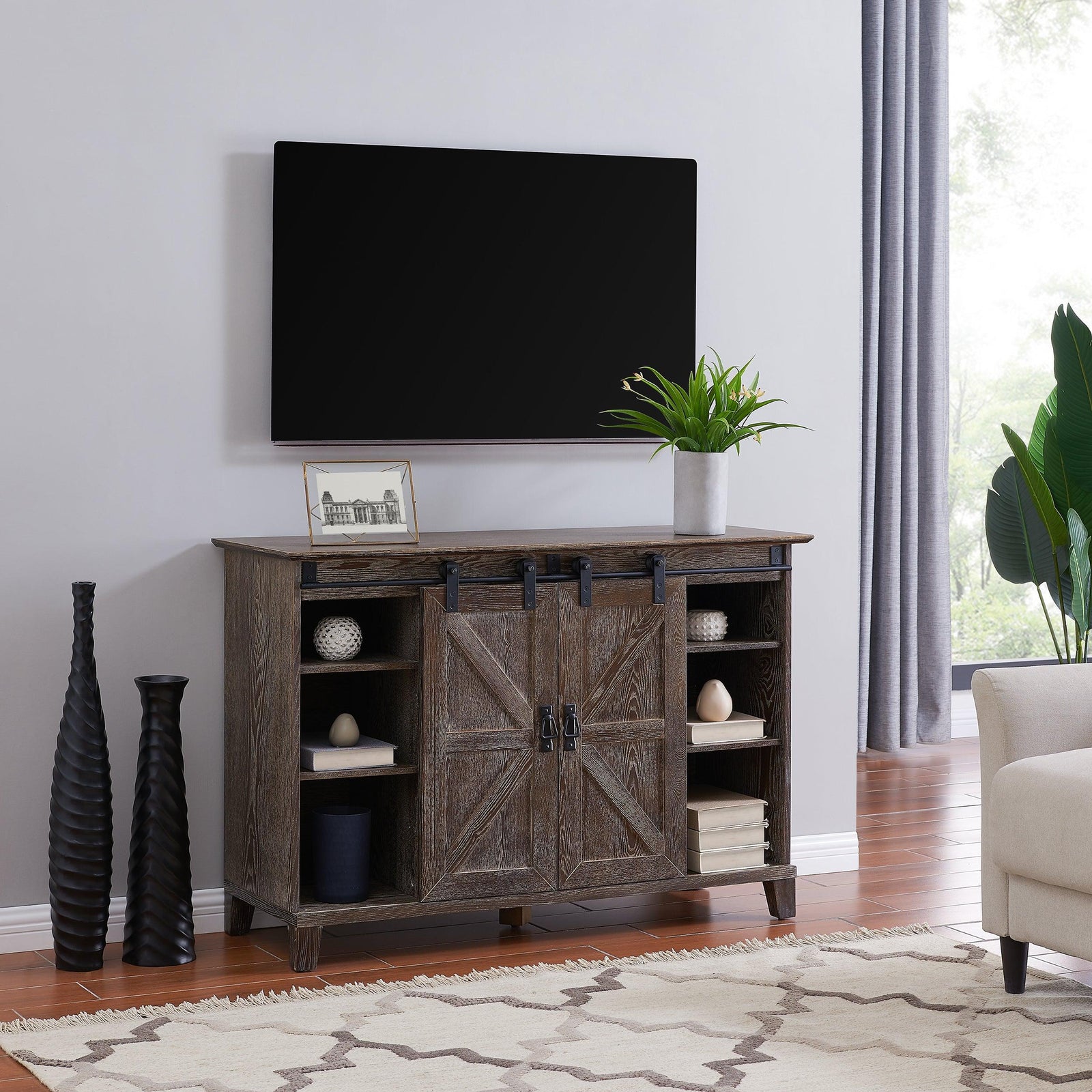 SEI Furniture Holmes Barn Door TV Stand MEDIA + TV STANDS
