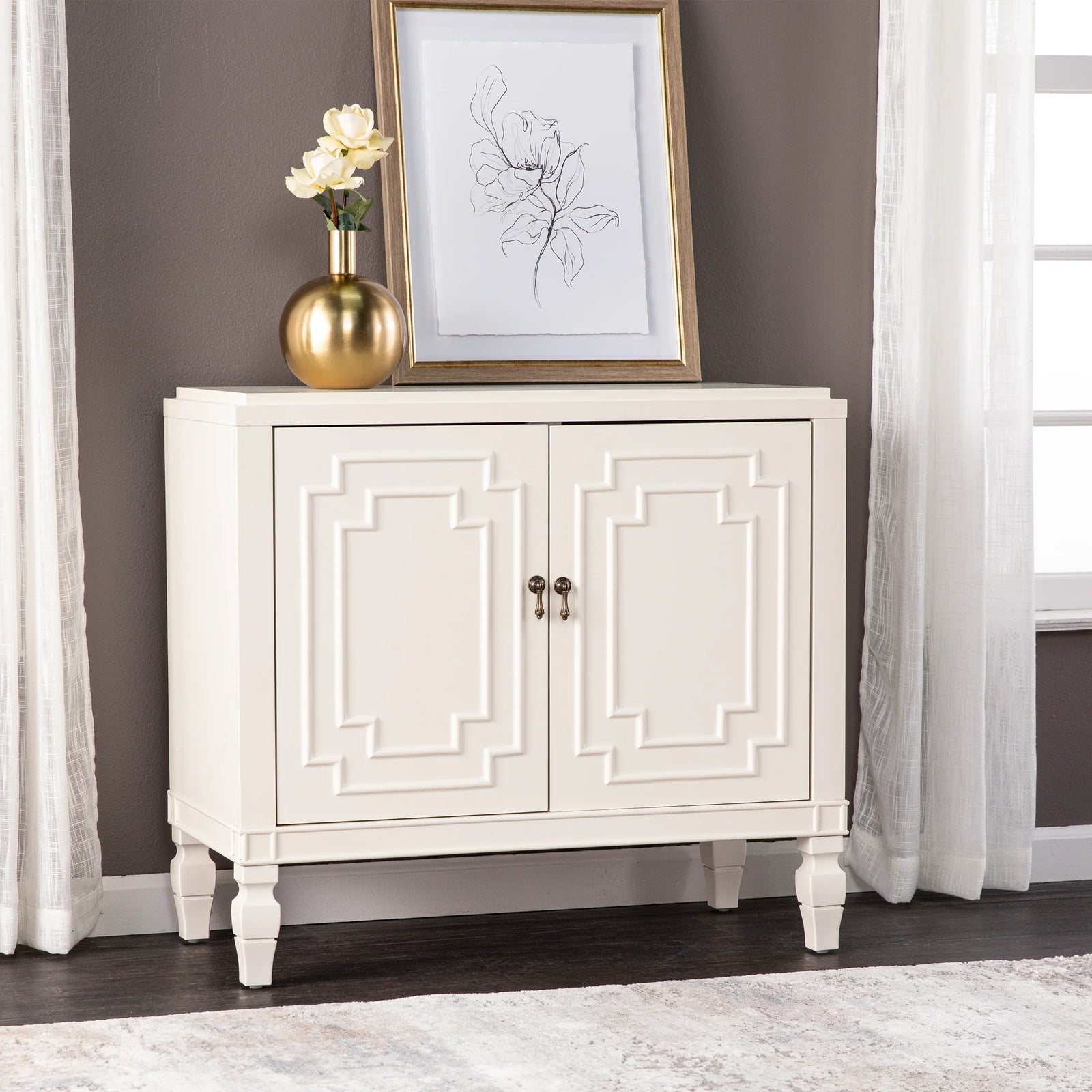 SEI Furniture Tropman Antique White Double-Door Accent Cabinet CABINETS