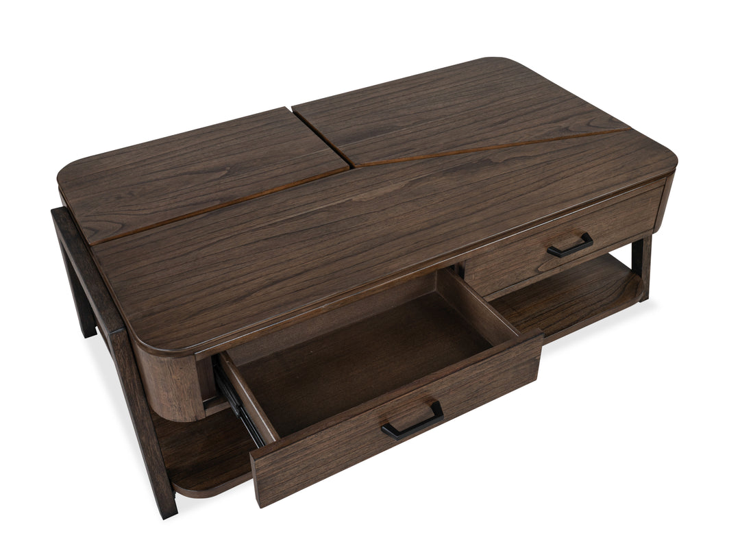 Hallie Milk Chocolate And Dark Chocolate Lift Top Storage Cocktail Table With Casters - T6355-50
