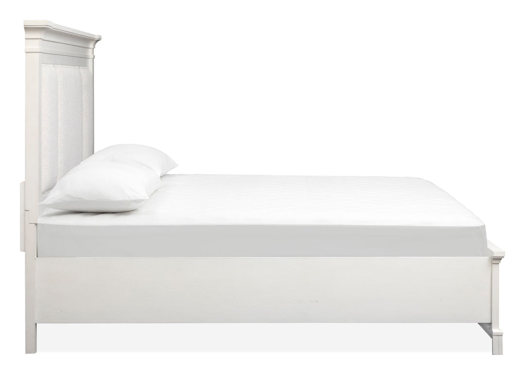 Kingston Whisper White And Cerused Nutmeg California King Upholstered Panel Storage Bed - B6407-75A