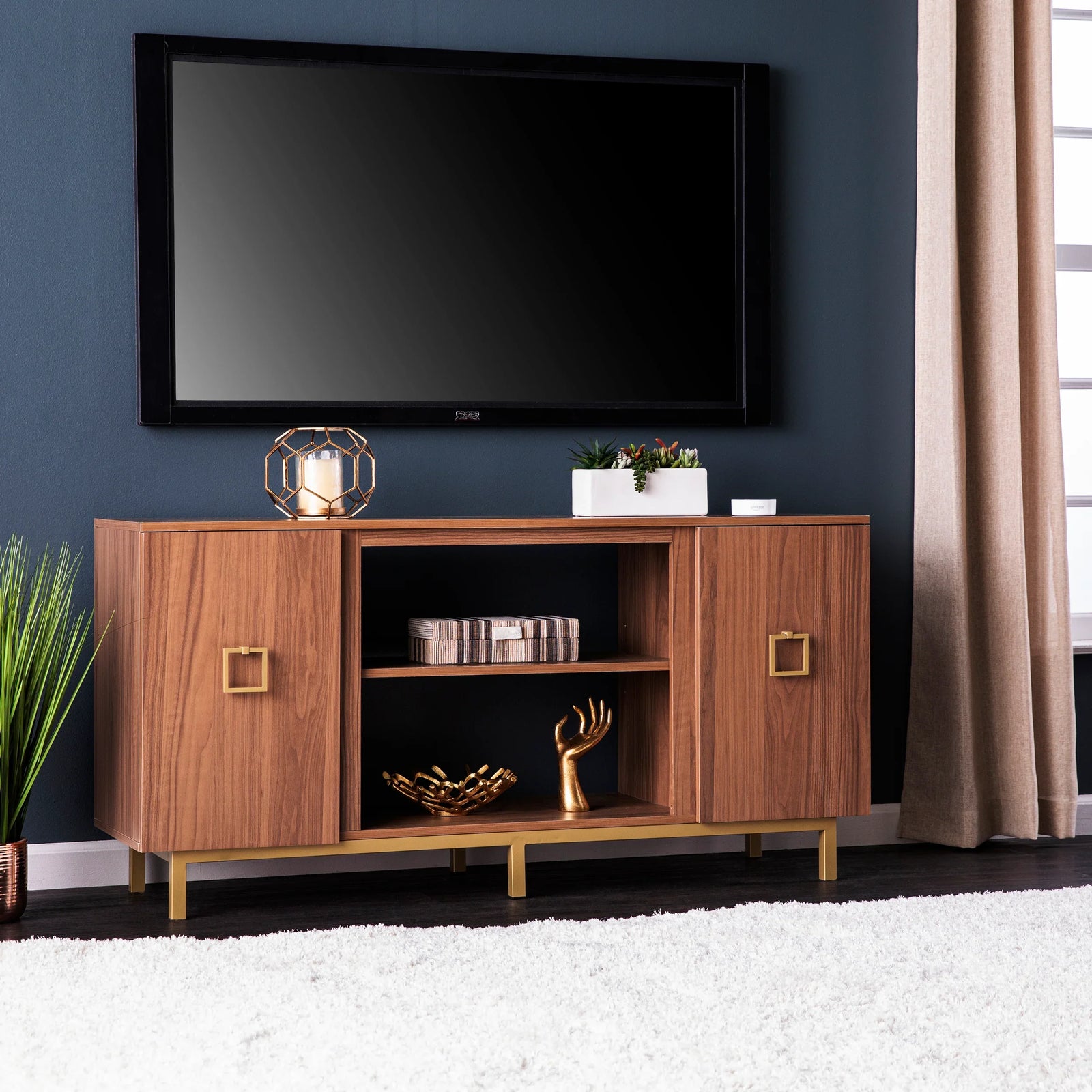 SEI Furniture Yorkville Media Console w/ Storage MEDIA + TV STANDS