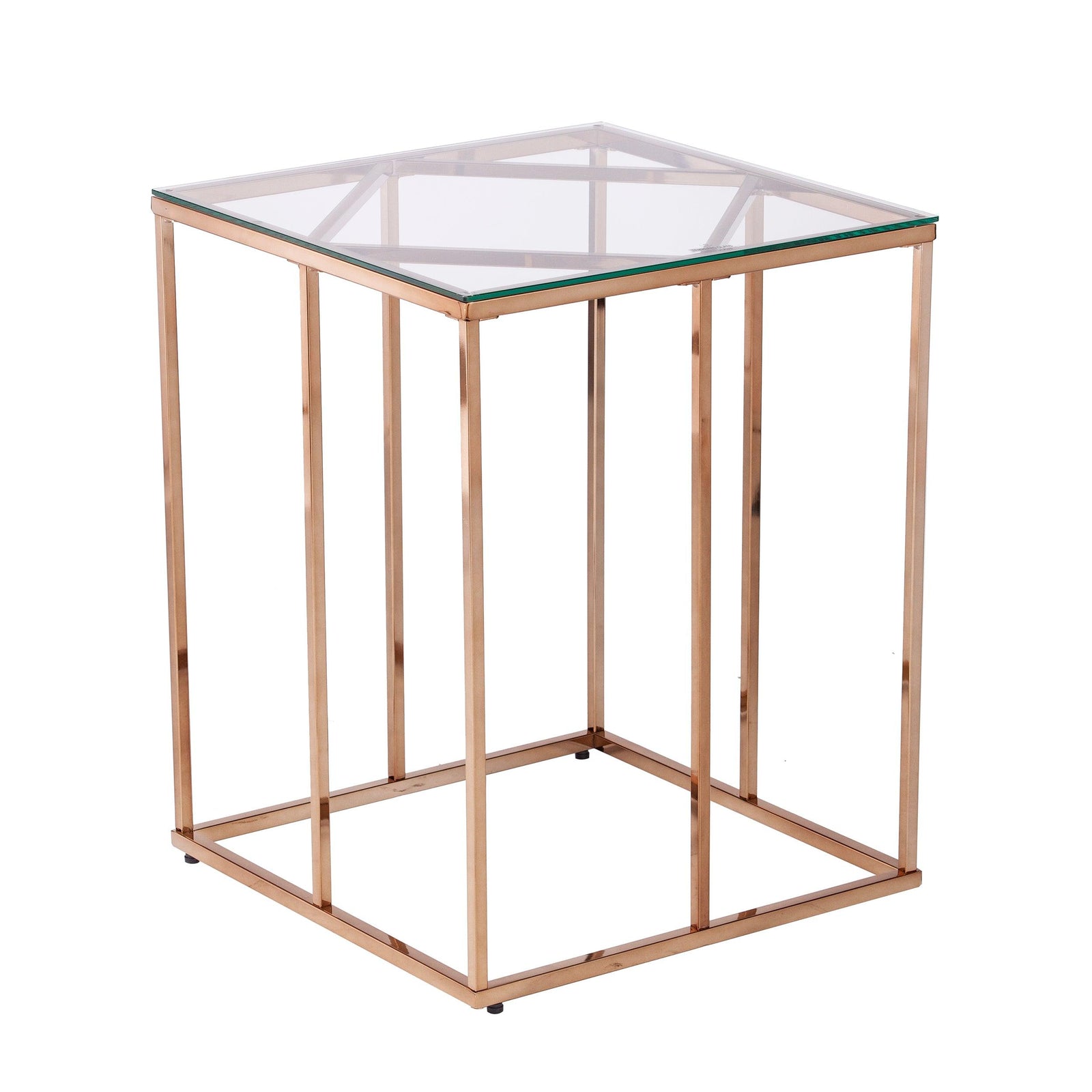 SEI Furniture Nicholance Contemporary End Table w/ Glass Top ACCENT TABLES