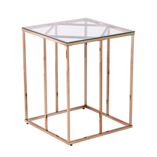 SEI Furniture Nicholance Contemporary End Table w/ Glass Top ACCENT TABLES