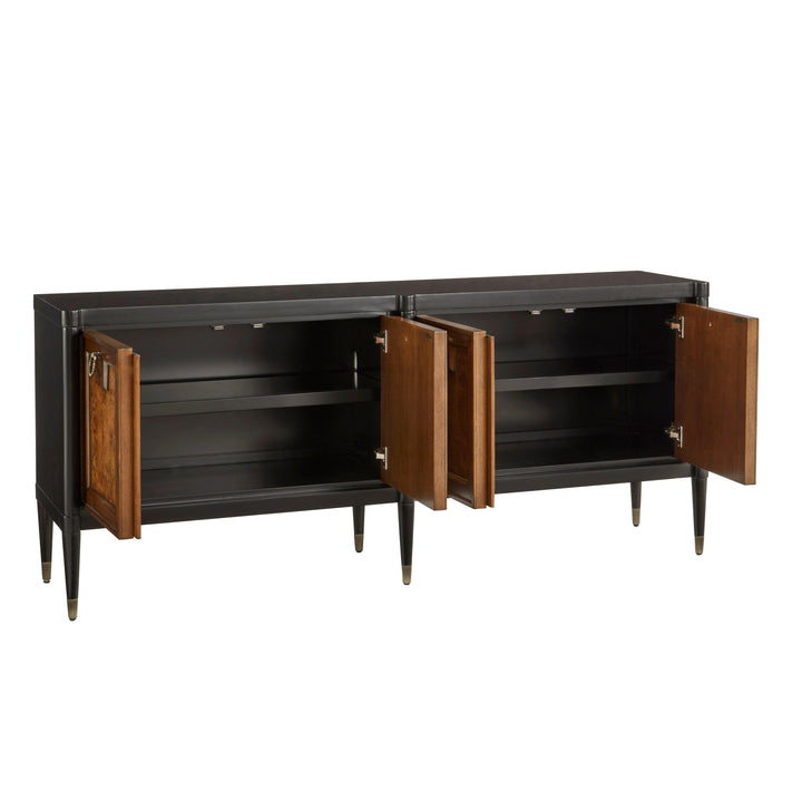 4-Door Mid-Century Modern Console with Shelves - AmericanHomeFurniture