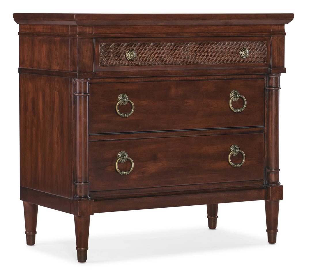 Charleston Three-Drawer Nightstand with Cane Drawer Fronts #group:1900d-x-3200w-x-3225h