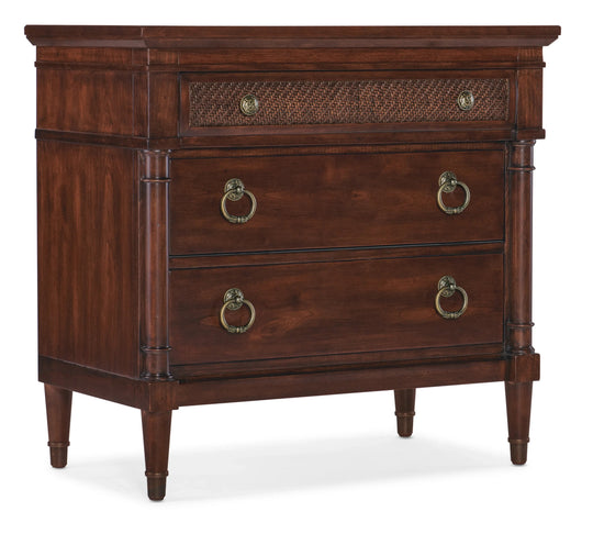 Charleston Three-Drawer Nightstand with Cane Drawer Fronts