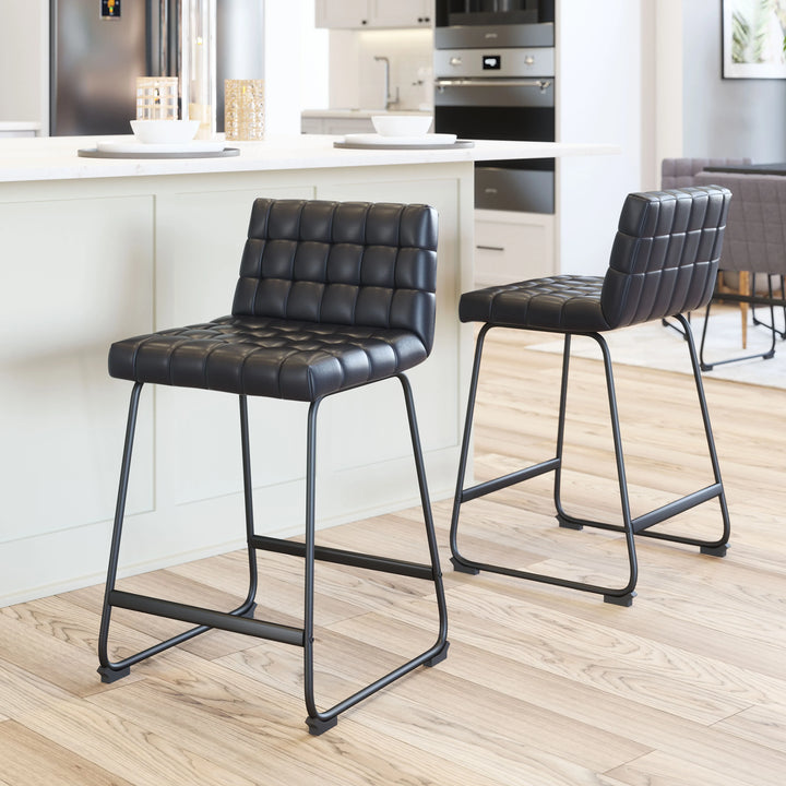 Pago Counter Stool (Set of 2) Black - AmericanHomeFurniture