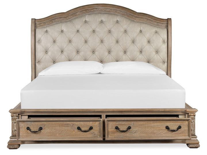 Marisol Fawn Upholstered Sleigh Storage Bed