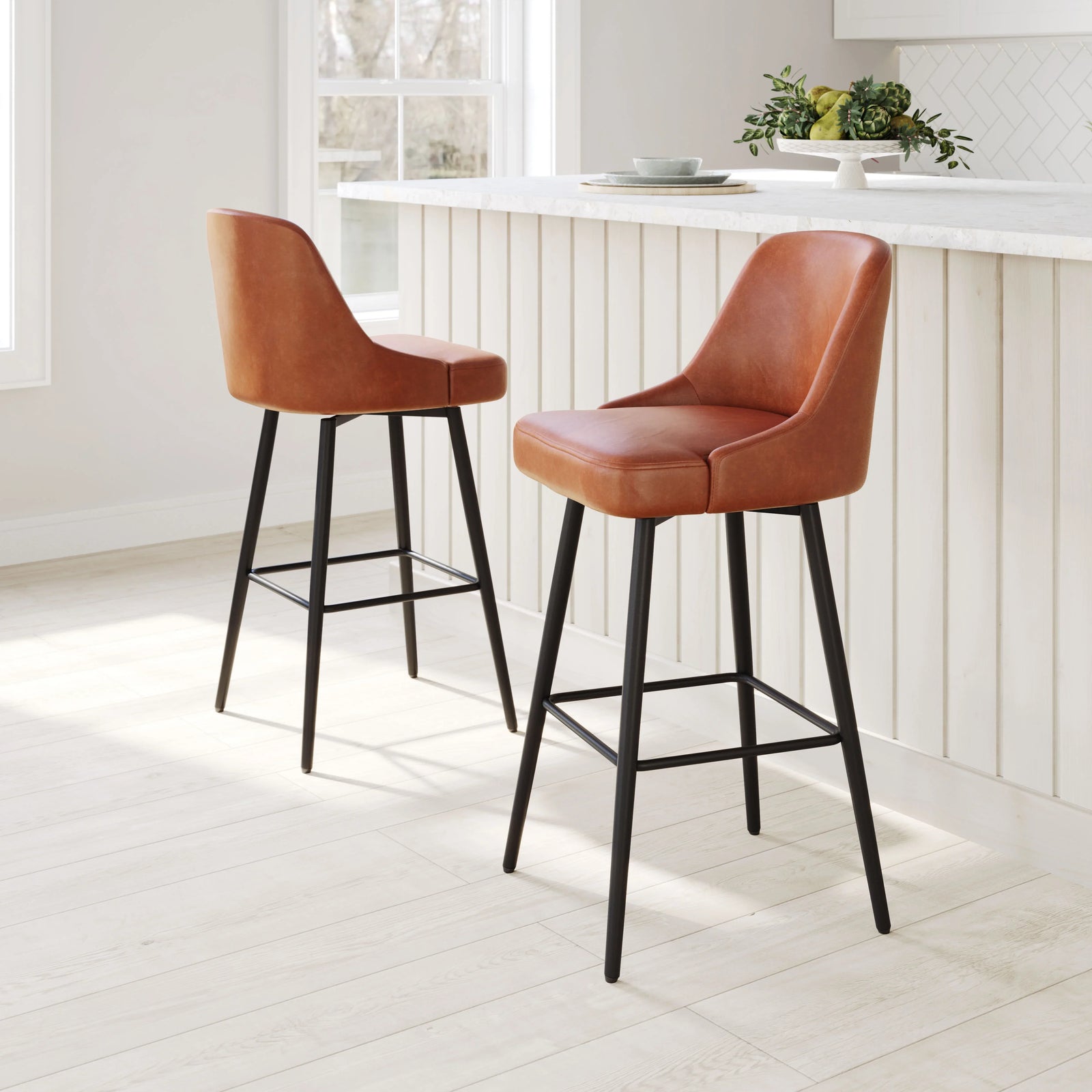 Zuo Keppel Swivel Barstool Brown BAR STOOLS + COUNTER STOOLS