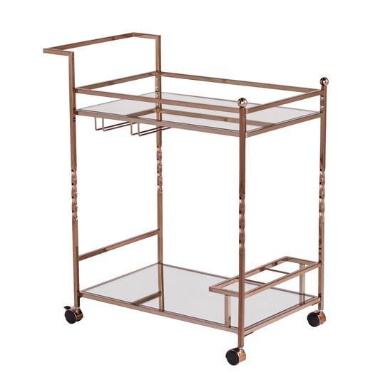 SEI Furniture Ivers Metal Mirrored Bar Cart - Champagne BAR + BAR CARTS