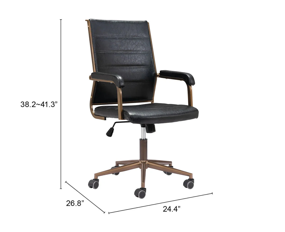 Auction Office Chair Vintage Black - AmericanHomeFurniture