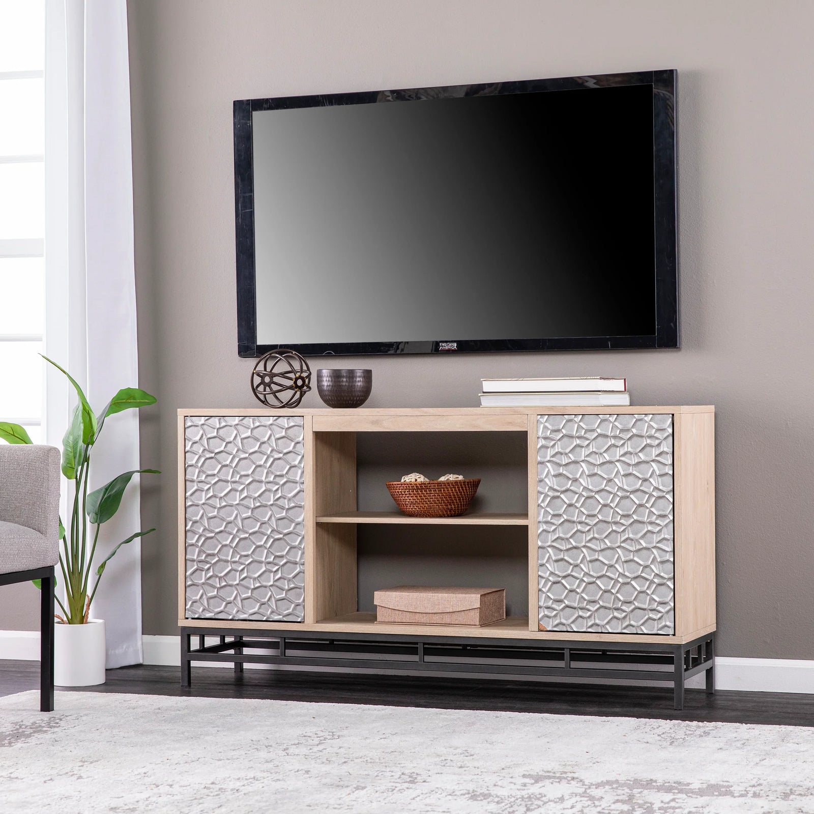 SEI Furniture Hollesborne Media Console w/ Storage MEDIA + TV STANDS