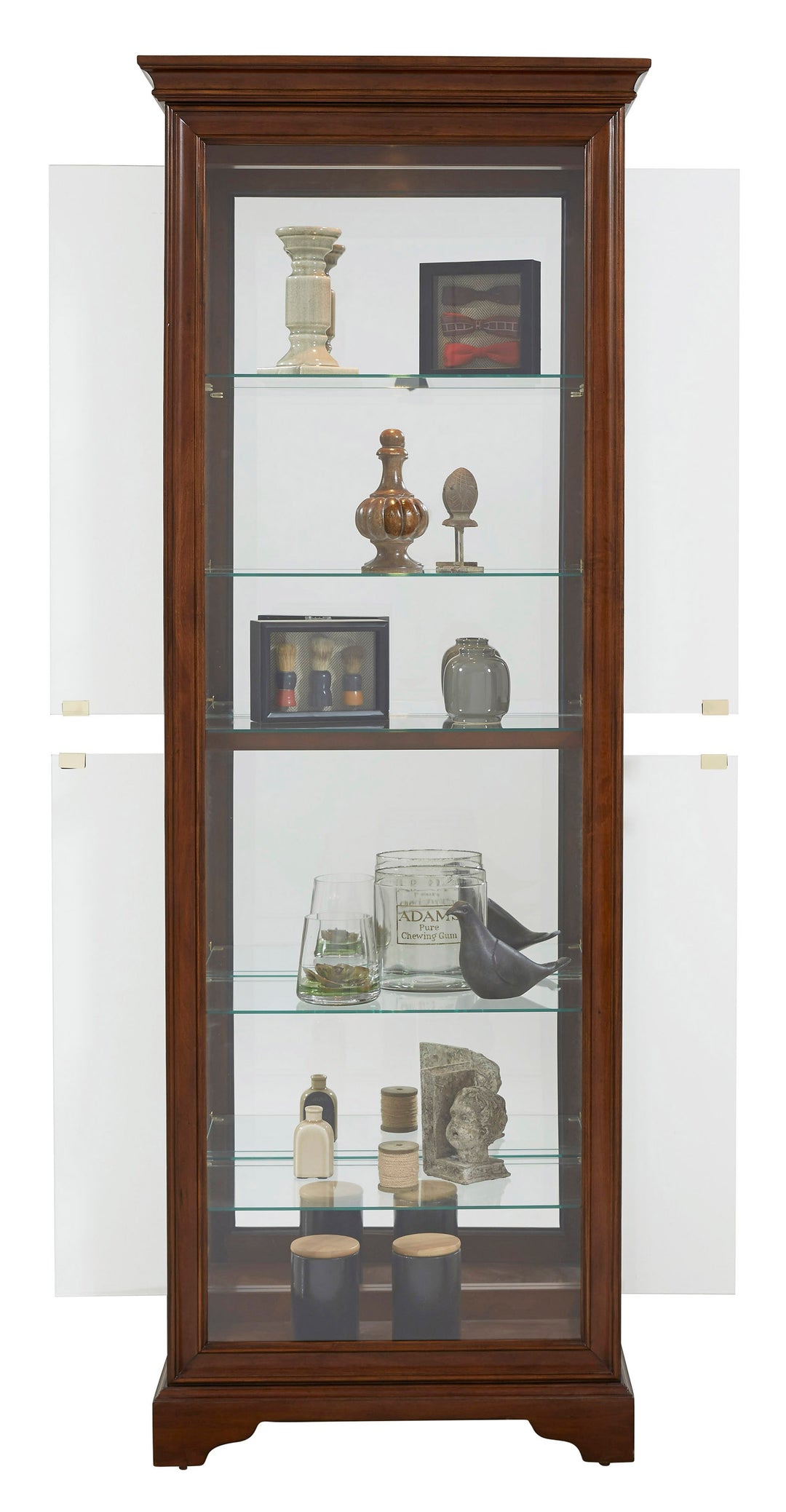 Curios Oak Brown Mirrored 5 Shelf Gallery Curio Cabinet - 21308