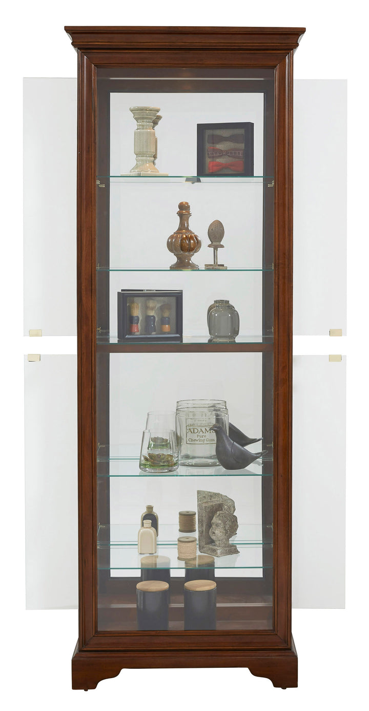 Curios Oak Brown Mirrored 5 Shelf Gallery Curio Cabinet - 21308