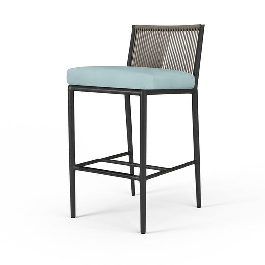 Pietra Barstool in Dupione Celeste, No Welt